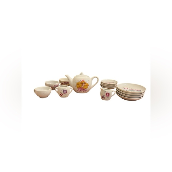 Barbie Other - Barbie Ceramic Tea Set 15 Piece Mini Cups Saucers Plates 1989 Chilton Globe Inc.